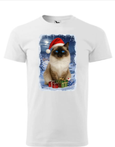 Vánoční tričko s kočkou Ragdoll dámské4